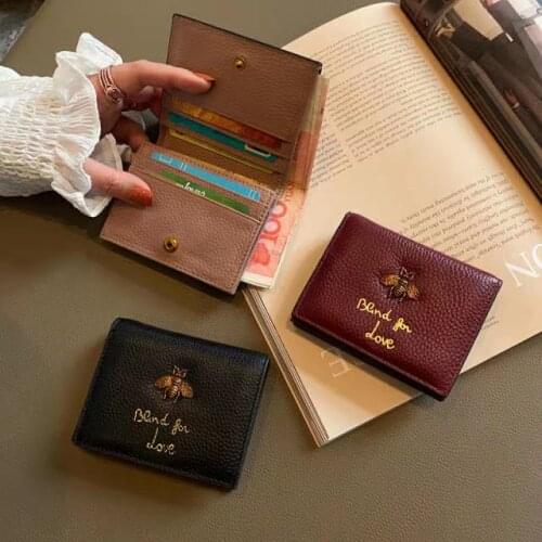 2021 Genuine Leather Fashion Animal Prints Mini Wallet Bee Money Bag Letter Mini Wallets Designer Wallet