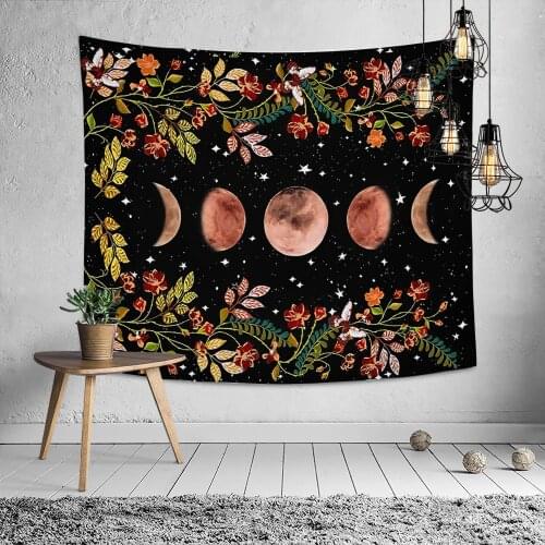 Moon Stars Tapestry Indian Mandala Bohemia Wall Hanging Black Tapestry Yoga Scarf Mat Wall Decoration Beach Mat Tapestries