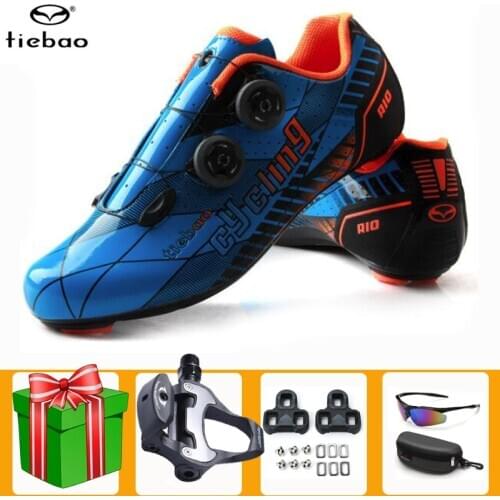 Tiebao Carbon Fiber Road Cycling Shoes New Ultralight Men Pro Racing Bike Self-Locking Wear-Resistant Non-Slip Bicycle Bicicleta