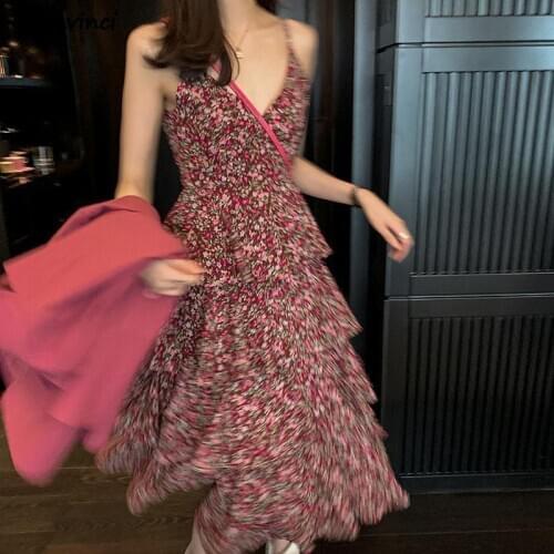 Sleeveless Dress Slash Neck Printed Spaghetti Strap Large Size Sexy All-match Korean Style Basic Lady Elegant Slim A-line Trendy