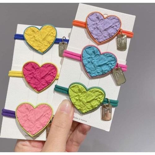 Colorful Sweet Heart Elastic Hair Band Ball Hair Tie Hair Accessories For Women Crystal Rubber Band For Hair Scrunchies