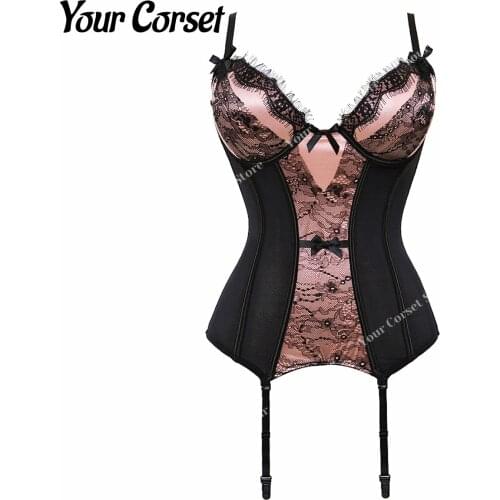 Sexy Lingerie Corset Top Victorian Lace Corset Bustier Garter Straps Private Erotic Lingerie Set bowknot Corset with Straps