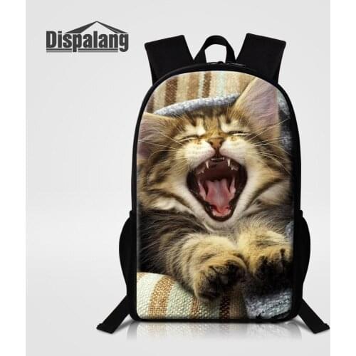 Dispalang Animal Cat Printing School Backpack For Teenage Girls Women Custom Travel Rucksack Children Daily Bookbag Backpacking