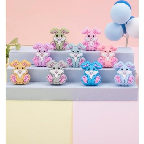 Sunrony 50pcs/lot Mini Animal Rabbit Silicone Beads Baby Dummy Cartoon Pacifier Toy Accessories
