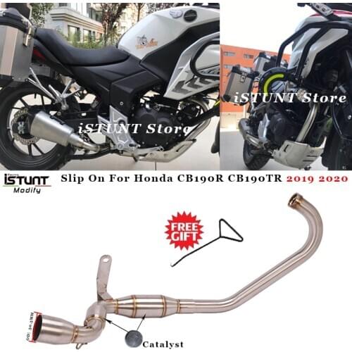 Slip On For Honda CB190R CB190TR 2019 2020 Motorcycle Exhaust Muffler Escape Modified Front Middle Link Pipe With Catalyst Tube