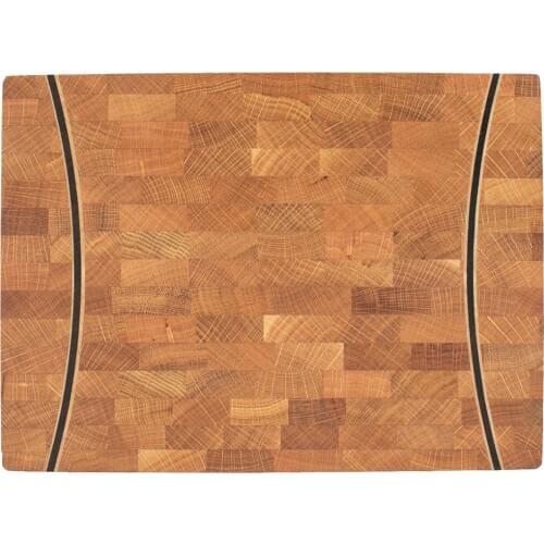 Soandora End Grain Cutting Board Oak Wenge Maple 2 Short Edge Inner Concave Bow Striped Pattern