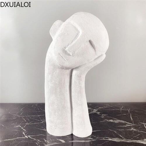 DXUIALOI modern minimalist abstract white figure statue decoration resin crafts office living room desktop home decoration