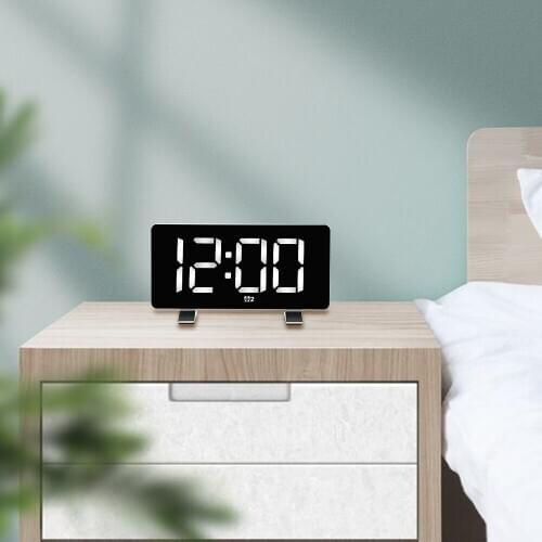 LED Music Alarm Clock With USB Charging Port For Bedroom Study Room Office Display Time Rectangle digital desk clock