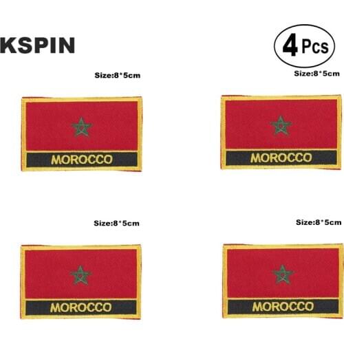 Morocco Rectangular Shape Flag Iron on Saw on Patches Embroidered Flag Patches National Flag Patches for Clothing