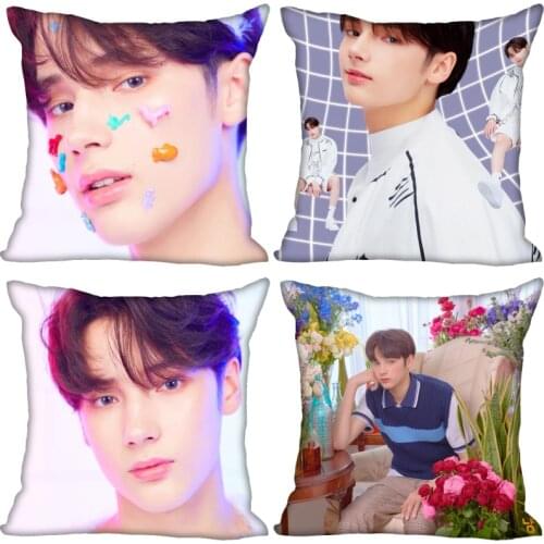TXT Hueningkai Pillow Cover Bedroom Home Office Decorative Pillowcase Square Zipper Pillow Cases Satin Fabric Eco-Friendly 0519