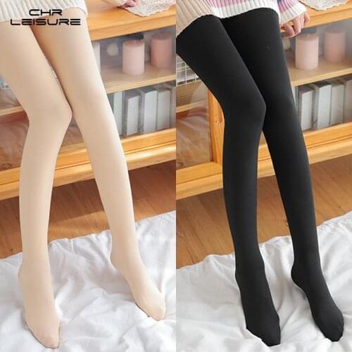 CHRLEISURE Winter Warm Tights Women Fleece Lined Pantyhose Plus Velvet Women Warm Black Leggings Tone Soft Thickening Tights