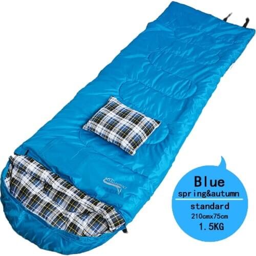 1.5 kg Cotton Sleeping Bag Plaid Flannel Material Warm Envelope Sleeping Bag with Compression Sack for Hiking with 2Colors