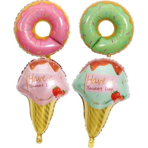 1pc Summer Theme Ice Cream Doughnut Foil Balloon Aluminum Ballons Kids Baby Birthday Dancing Pool Party Decoration Supply