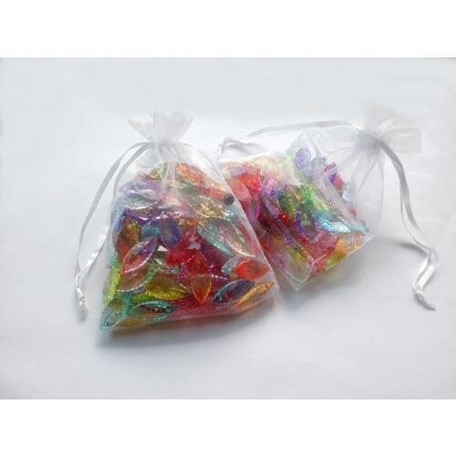 100pcs 9*12 White gift bags for jewelry/wedding/christmas/birthday Organza Bags with handles Packaging Yarn bag