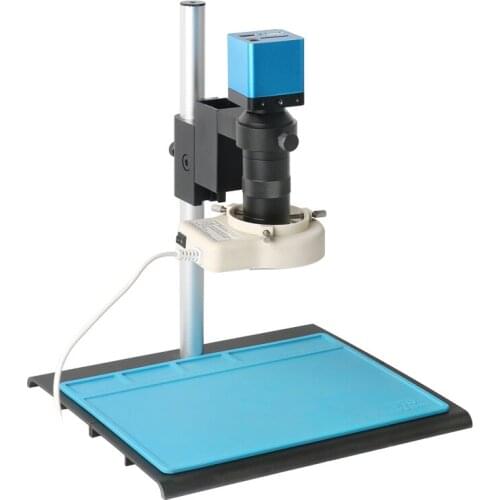 1080P HDMI Electronic Digital Industrial USB Video Microscope Camera 100X 180X C mount Lens 56 LED Ring Light For PCB Repair