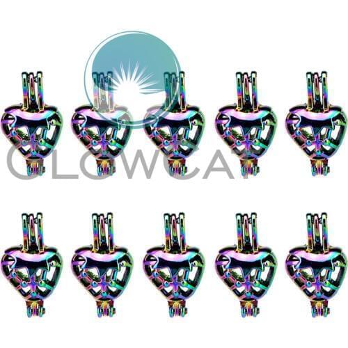 10x C458 Rainbow Colors Grape Beads Cage Jewelry Making Perfume Essential Oil Diffuser Pearl Cage Locket Pendant