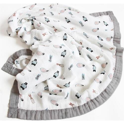 120*110cm 6 Layers Bamboo Baby Muslin Blanket Newborn Swaddles Soft Blankets Bath Gauze Infant Wrap Sleepsack Multi-use Diaper