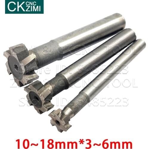 1P T Slot Milling Cutters for Metal HSS Bit Thickness 3-6mm Diameter 10-18mm Welded carbide straight shank T-type milling cutter