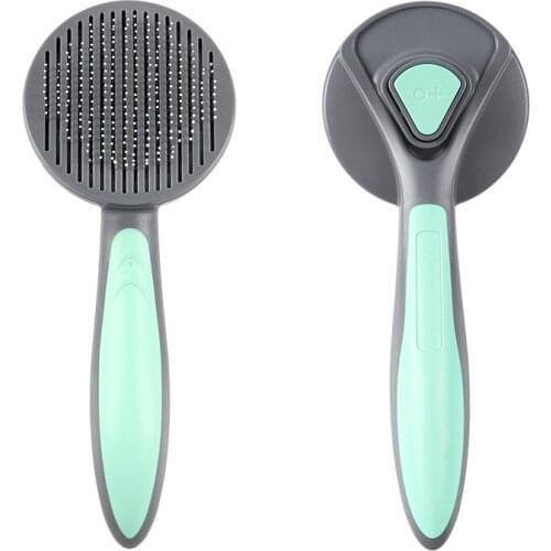 2021 Pet Beauty Styling Comb One Key Hair Removal Pet Comb Self Cleaning Needle Comb Anti Slip Handle Hair Removal Cat Comb