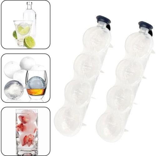 4 Holes Ice Maker Mold Round Ball Ice Cube Mold Diy Ice Cream Maker Plastic Whiskey Ice Tray for Bar Tool Kitchen Gadget Access