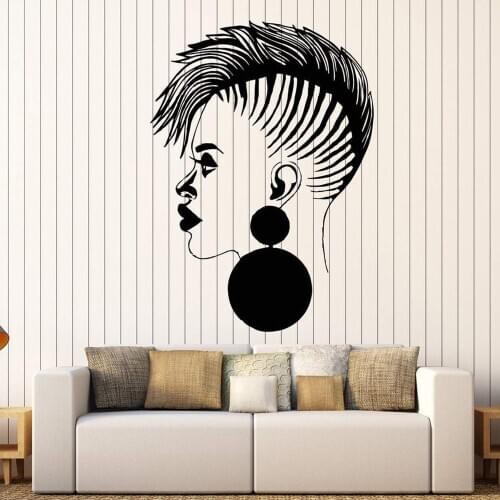 Personal Hair Salon Vinyl Wall Decal Beauty Salon African Woman Black Lady Stickers Barber Shop Window Sign Store Wall Decor