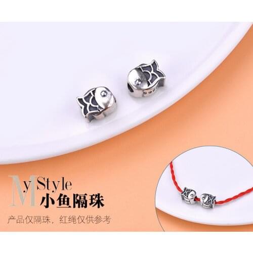 Hand woven DIY material bracelet necklace accessories 925 pure Yintai silver brocade carp beads accessories