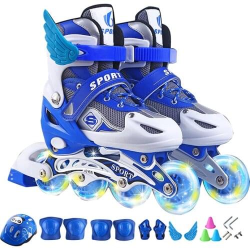 Children Roller Skates Full Flash Inline Skates Luminous With 4 Wheels Skating Shoes Outdoor Adjustable Skates For Kid Gift