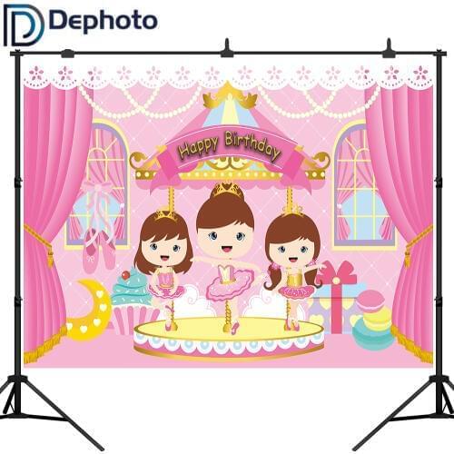 DePhoto Girl Birthday Photography Backdrops Pink Background Curtains Party Decoration a Photo Camera Photographic Professional