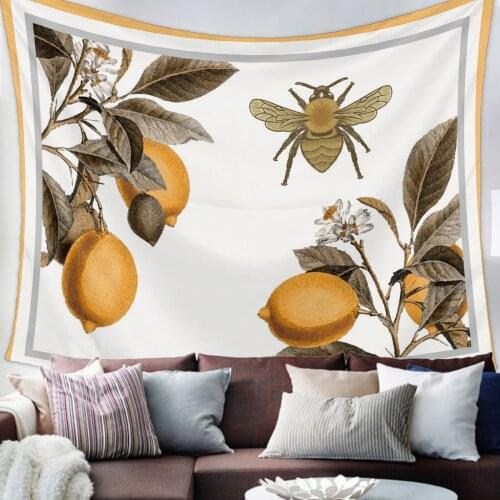 Lemon Bee Retro Tapestry Bedroom Home Decoration Wall Blanket Tapestry Bedroom Wall Hanging Yoga Mat