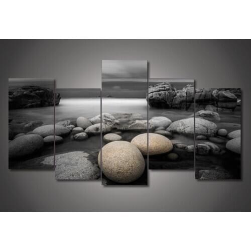 Canvas painting new 5 piece canvas art Beach Pebbles Reef Painting room decoration for home print canvas Free shipping\R104