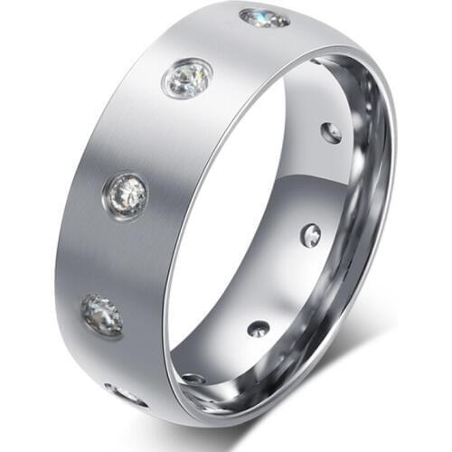 CZ Crystal Channel Setting 316L Stainless Steel engagement ring for women