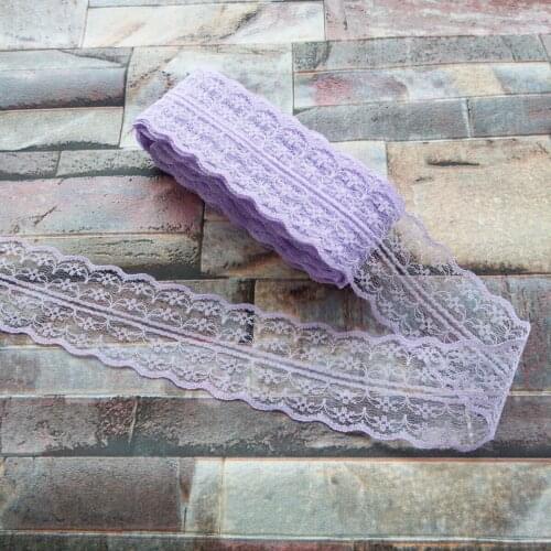Beautiful Light Purple 10 Yards 45mm Width Net Embroidery Lace Bilateral DIY Jewelry, Clothing, Wedding, Sewing accessories