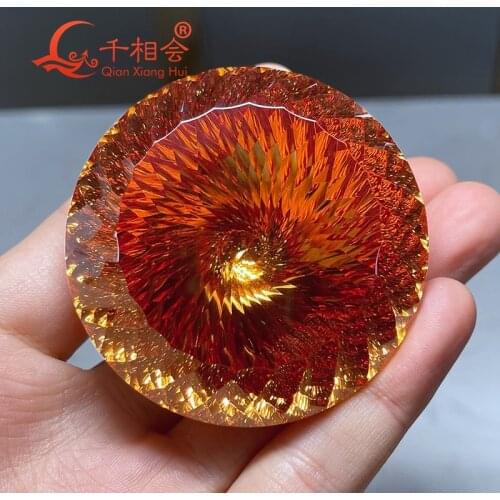 60mm round shape Millennium cuttingt champagne color cubic zirconia loose stone cz stone