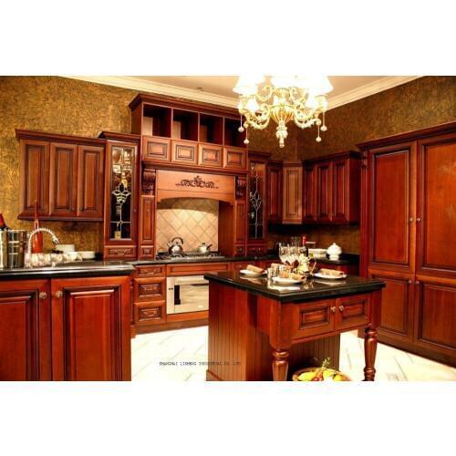 Solid wood modular kitchen cabinets(LH-SW086)