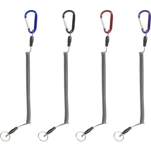 Outdoor Fishing Lanyard Boating Rope Coiled Fish Pole Rod Protective Steel Line Tackle
