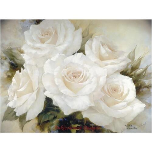 Needlework for embroidery DIY DMC High Quality - Counted Cross Stitch Kits 14 ct Oil painting - White Roses III