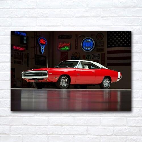 Wall Art Canvas Painting Charger R/T Classic Muscle Car Poster Prints Modern Aesthetic Room Decor Picture