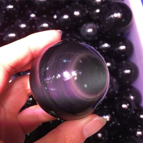 Natural rainbow eye obsidian ball quartz crystals healing gemstones sphere for fine home decoration gift