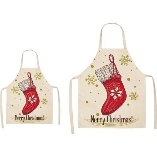 Christmas Apron Adult Kitchen Apron for Christmas Party Chef Cooking Restaurant H58C