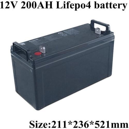 Rechargeable Anti-water 12.8V Lifepo4 12V 200AH Lithium Battery BMS 200A with Bluetooth for Solar System Inverter+10A Charger