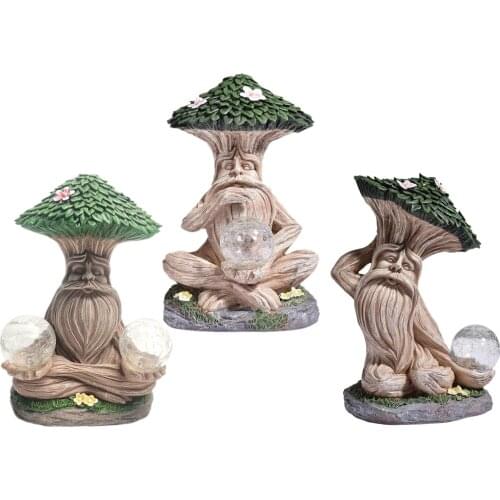 Resin Solar Statue Outdoor Lawn Yard Novelty Garden Santa Sculpture Home Shelf Holiday Abstract Art Ornament Housewarming