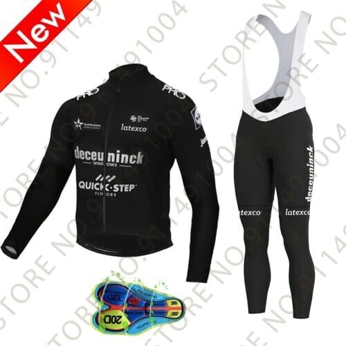 Quick Step 2021 Black Pro Team Cycling Jersey Set Long Sleeve Clothing MTB Bike Road Pants Bib Maillot Culotte Ropa Ciclismo