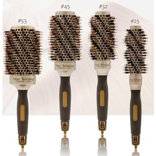 Hair Comb Ceramic Iron Hairdressing 4 Size Round Hair Curling Brush Anti-Static Hairstyling Dryer Barrel Comb Salon Styling Tool