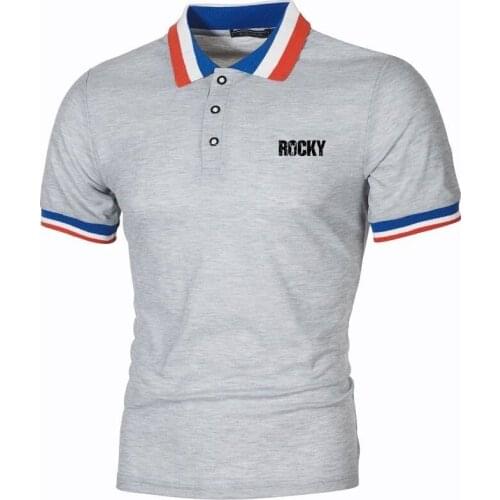 Polo Shirts Mens Streetwear Casual Sport TShirts Military Style Top Tees BALBOA ROCKY Print Jersey Bodybuilding Homme Topshirts
