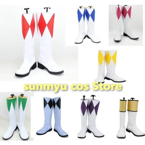 Kyoryu Sentai Zyuranger Geki Red Dan Blue Green Pink Yellow Black Golden Cosplay Shoes Boots Custom Size Color Halloween