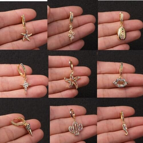 Fashion Crystal Star Heart Snake Cactus Earrings For Women Party Jewelry Stud Earrings oorbellen pendientes brincos eh058