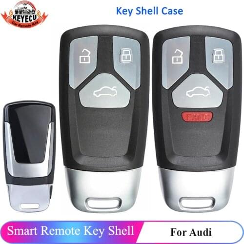 KEYECU 3 / 4 Button Smart Remote Car Key Shell for Audi TT A4 A5 S4 S5 Q7 SQ7 2017 2018 Replacement Blank Case Accessories