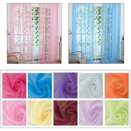 7-Color Sheer Voile Window Curtains/Drape/Panel European style Curtain Sheer Curtain Panel Window Balcony Tulle Room Divider