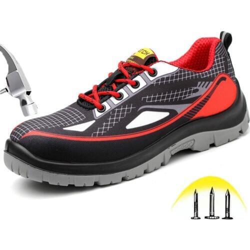 Safety Boots Mens Male Breathable Safety Work Shoes Steel toe caps Puncture Proof Construction Outdoor Workers Sneakers