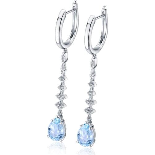 Zhanhao Luxury Jewelry 21524 Fashion Style Sterling Silver 3.07ct Lab Grown Aquamarine Gemstone Pendant Earrings